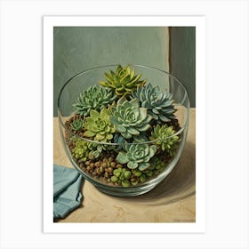 Succulents In A Bowl no1 Art Print