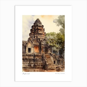 Angkor Wat Cambodia 1 Watercolour Travel Poster Art Print