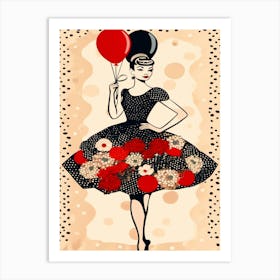 Glamour Girl Wearing Polka Dot Dress Art Print