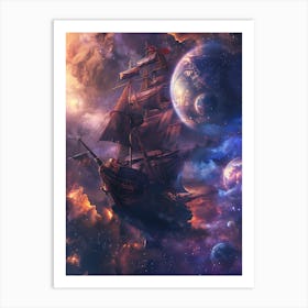 Fantasy Ship Floating in the Galaxy 12 Art Print