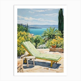 Sun Lounger By The Pool In Rhodes Greece Art Print
