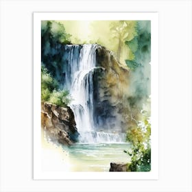 Gartempe Waterfalls, France Water Colour  (3) Art Print