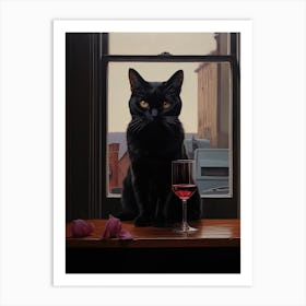 Cat With Wine Glass 2 Art Print