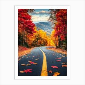 Autumn Road In The Mountains 3 Art Print