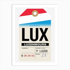 Luxembourg (LUX) Vintage Airline Luggage Tag Art Print