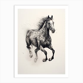 A Horse Painting In The Style Of Stippling 3 Art Print