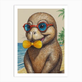 Otters On The Beach Art Print