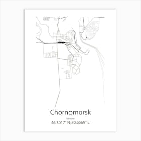 Chornomorsk,Ukraine Minimalist Map Art Print