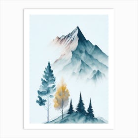 Mountain And Forest In Minimalist Watercolor Vertical Composition 277 Art Print