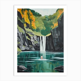 Wild Swimming At Sgwd Yr Eira Waterfall Wales Art Print