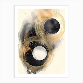 Black And Gold Circles Art Print