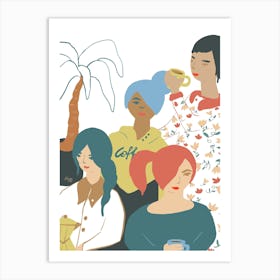 Women And Their Coffees Art Print