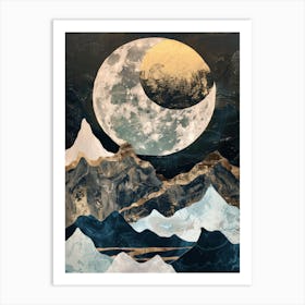 Moon And Mountains 2 Art Print