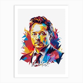 Elon Musk 02 Portrait WPAP Pop Art Art Print