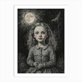 Girl In The Moonlight 1 Art Print