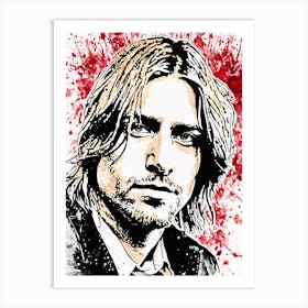 Kurt Cobain Portrait Ink Painting (24) Art Print