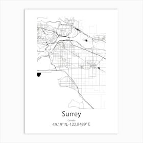 Surrey,Canada Minimalist Map Art Print