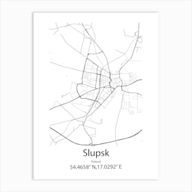 Slupsk,Poland Minimalist Map Art Print