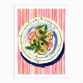 A Plate Of Calamari Top View Food Illustration 1 Art Print