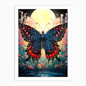 Butterfly In The Moonlight 1 Art Print