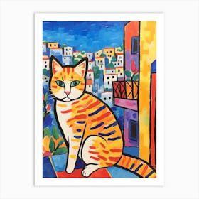 Painting Of A Cat In Byblos Lebanon 1 Art Print