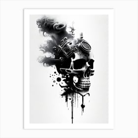 Skull With Splatter 2 Effects Stream Punk Art Print