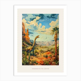 Dinosaur In The Canyon Desert Painting Poster Art Print