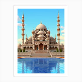 Sleymaniye Mosque Pixel Art 7 Art Print