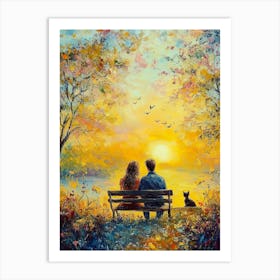 Couple At Sunset Art Print