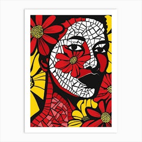 Mosaic Woman With Flowers Art Print