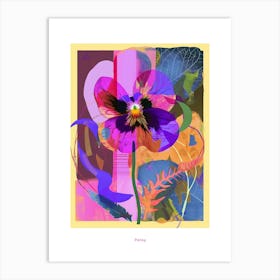 Pansy 2 Neon Flower Collage Poster Art Print