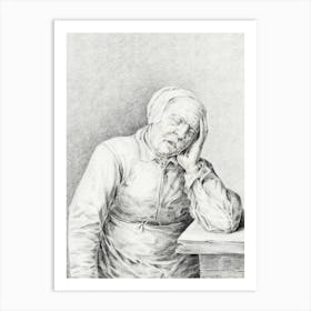 Sleeping Old Woman, With Her Head In Her Hand, Jean Bernard Art Print