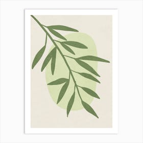 Minimalist Green Branch Botanical Art Art Print