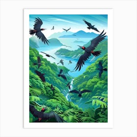 Black Birds In The Jungle Art Print