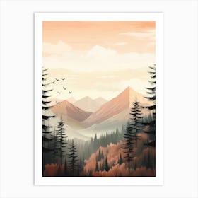 Landscape With Trees And Birds Art Print