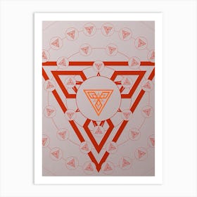 Geometric Abstract Glyph Circle Array in Tomato Red n.0275 Art Print