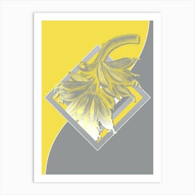 Vintage Banana Botanical Geometric Art in Yellow and Gray n.405 Art Print