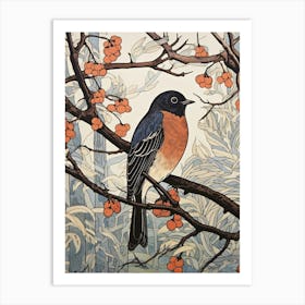 Art Nouveau Birds Poster Eastern Bluebird 3 Art Print