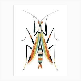 Colourful Insect Illustration Praying Mantis 1 Art Print