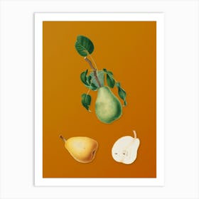 Vintage Winter Citron Botanical on Sunset Orange n.0128 Art Print