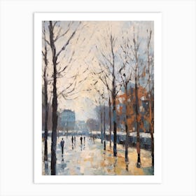 Winter City Park Painting Parc De La Vilette Paris 1 Art Print