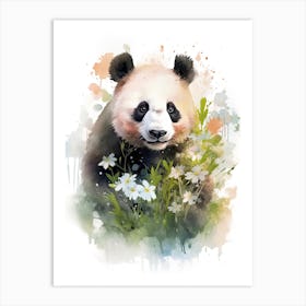 Panda Art In Watercolor Painting Style 3 Art Print