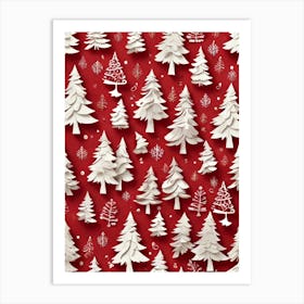 Default Seamless Red Christmas Themed Paper With Cartoon Chris 0 Art Print