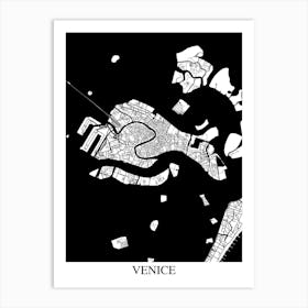 Venice White Black Art Print