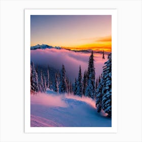 Sun Peaks, Canada Sunrise Skiing Poster Art Print