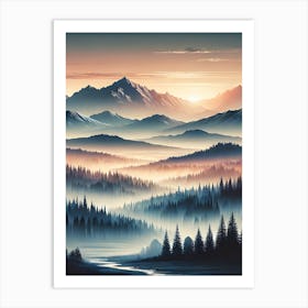 Sunrise In The Mountains Art Print