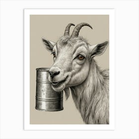 Goat With A Can Art Print