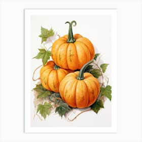 Jack O  Lantern Pumpkin Watercolour Illustration 4 Art Print