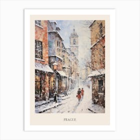 Vintage Winter Painting Poster Prague Czech Republic Art Print