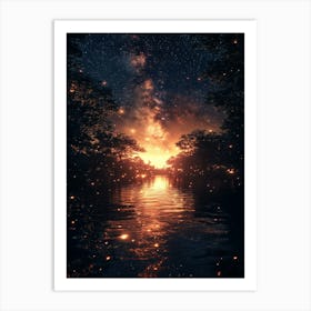 Starry Night In The Forest 2 Art Print